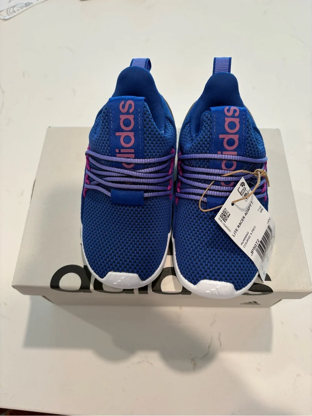 adidas Kids Blue Mesh Sneakers with Purple Accents